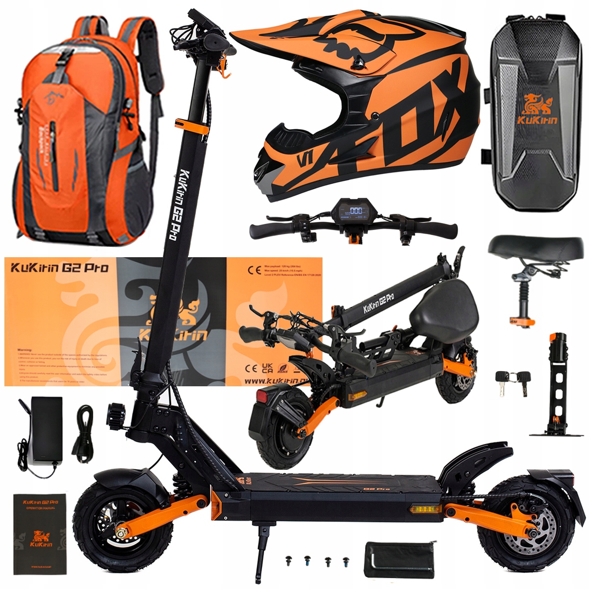 Składany Pojazd Elektryczny Kukirin G2 Pro 1000W 48V 15.6AH 45KM/H +Prezent