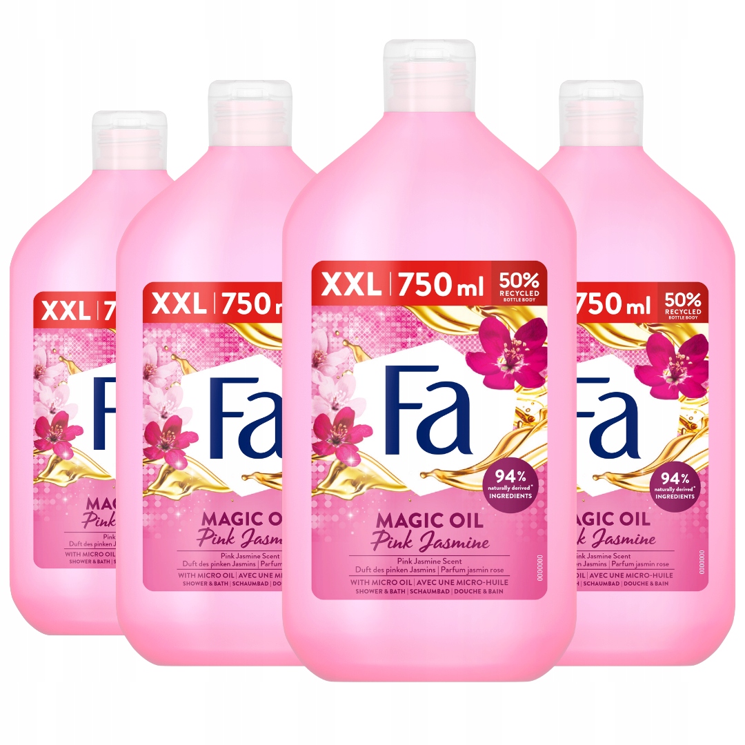Fa sprchový gel a do koupele Magic Oil Růžový jasmín 4x750 ml
