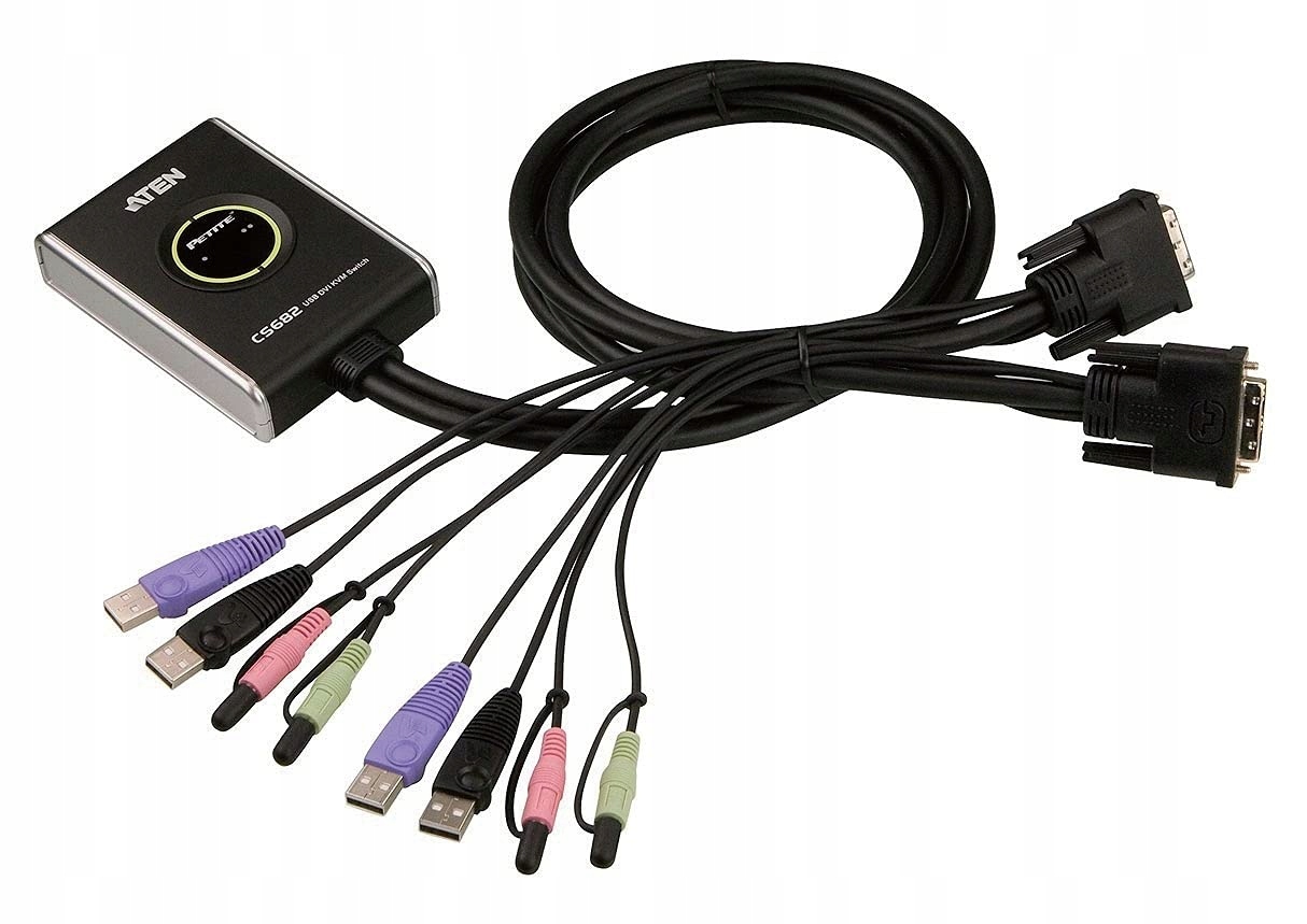 Aten Przełącznik Kvm 2-portowy z Dvi i Usb 2.0