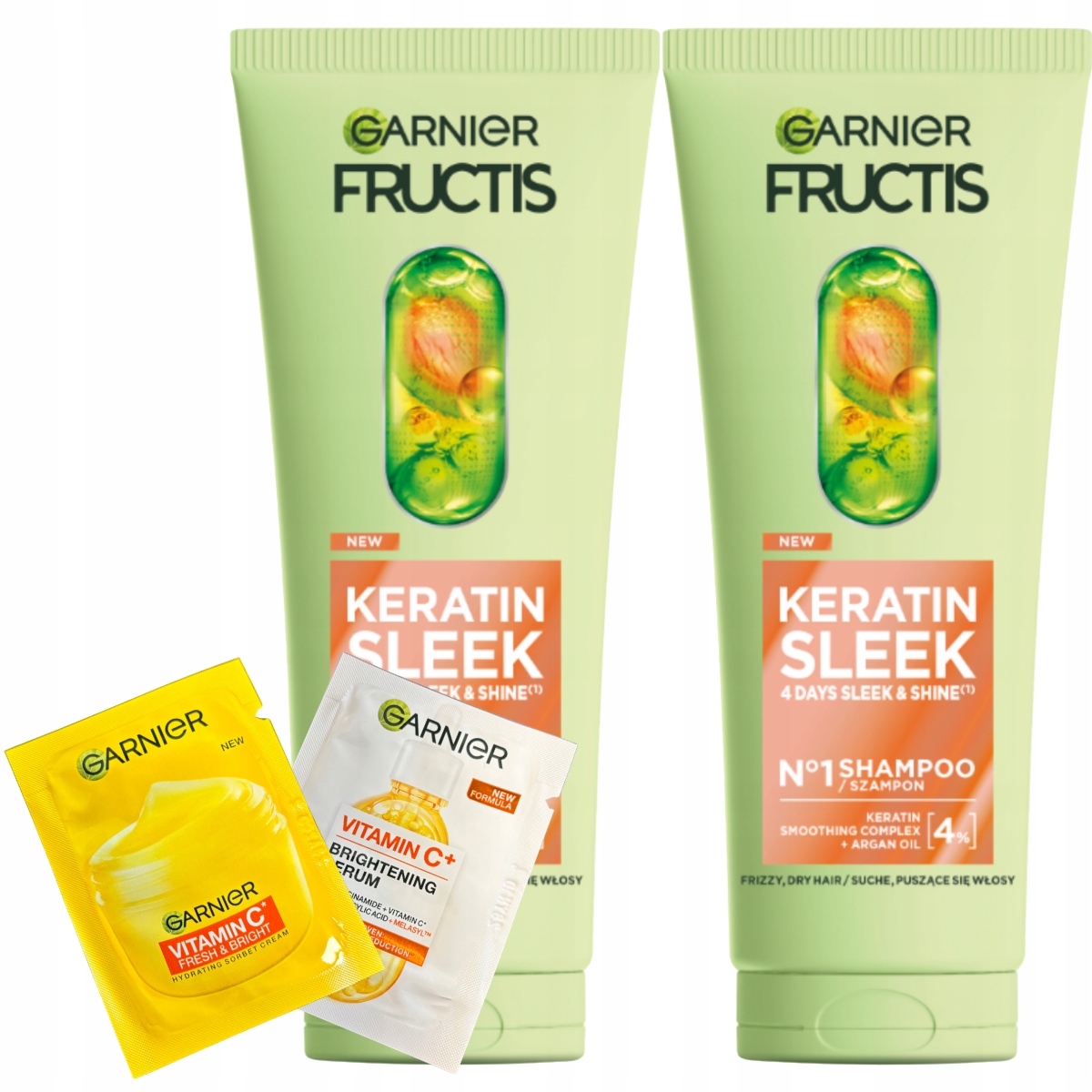 Fructis Keratin Sleek Szampon Nadający Blask Miękkość Włosom
