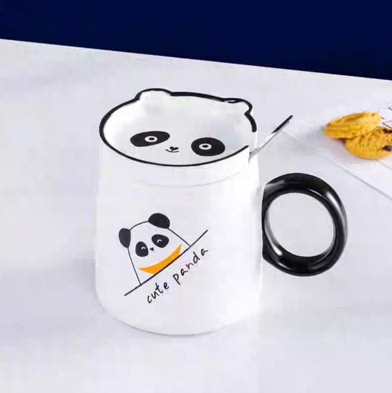

Kubek Ceramiczny z Pokrywką zestaw łyżeczka-PANDA