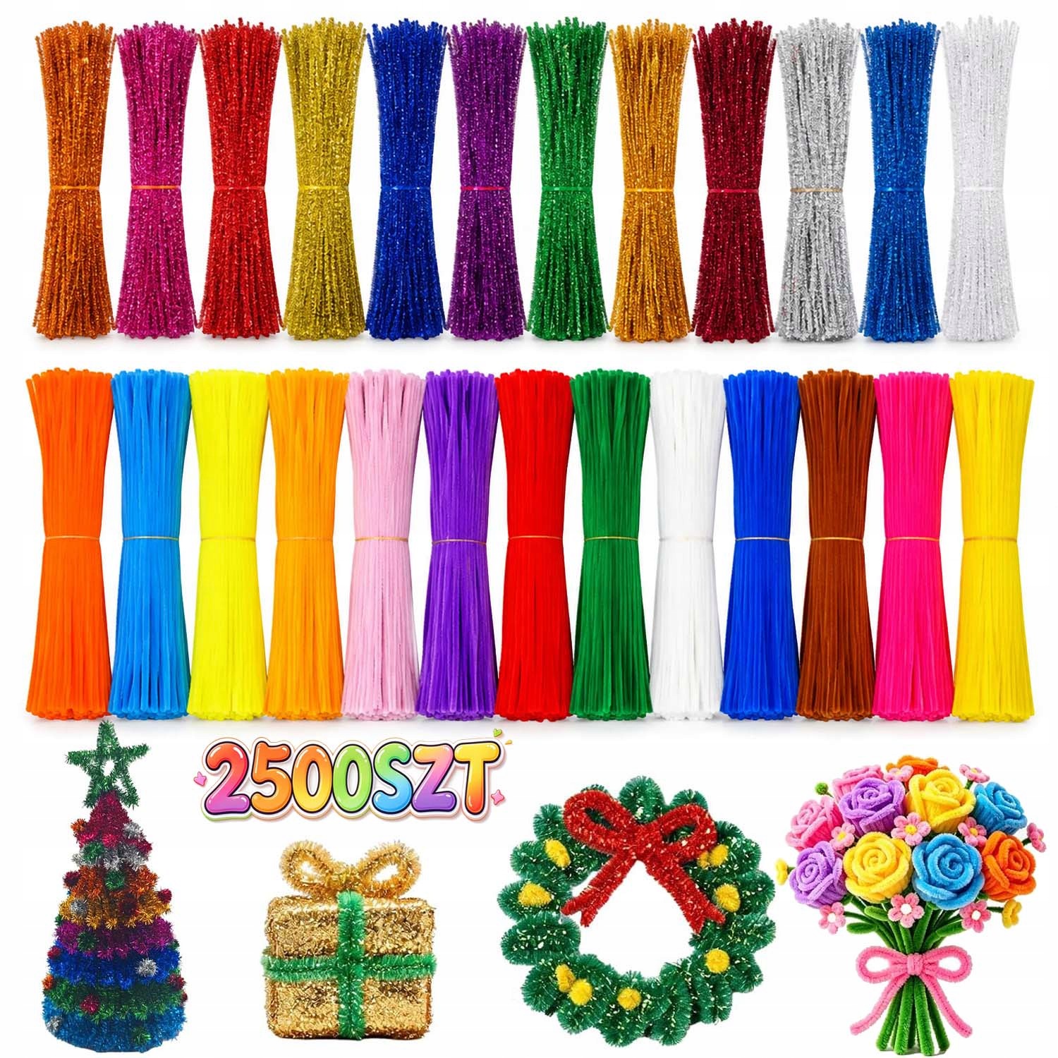 Kreativní Drátky 2500 Kusů 30 CM Nadýchané Vytěráky Multifunkční Sada