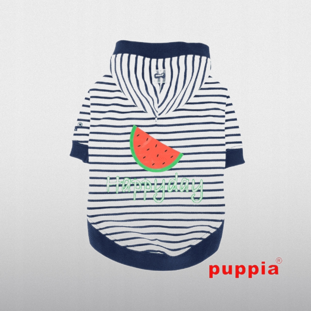 Mikina Pro Malého Psa S Pruhy Modrá Puppia Happyday L