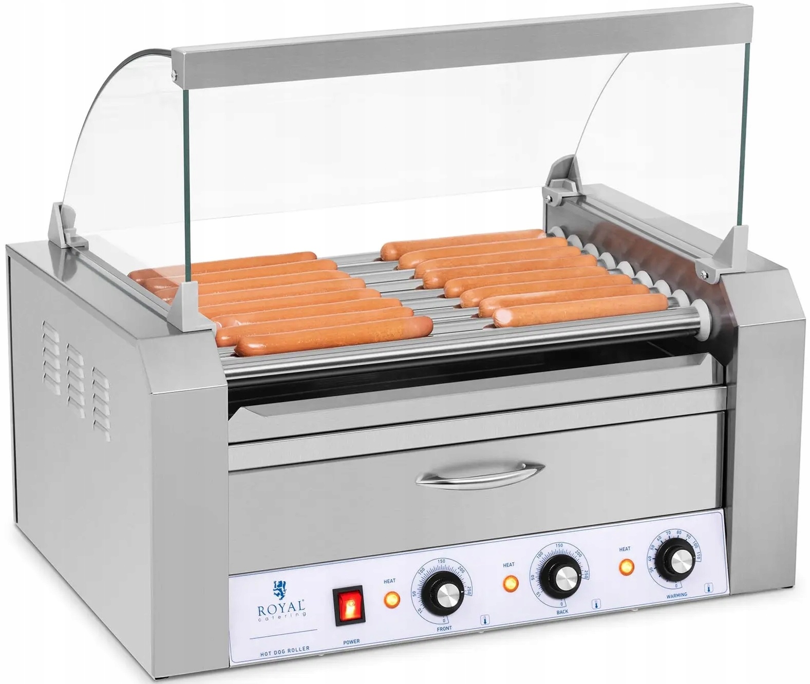 Grill rolkowy do parówek 9 rolek stalowy Royal Catering RCHG-9WO 10010468