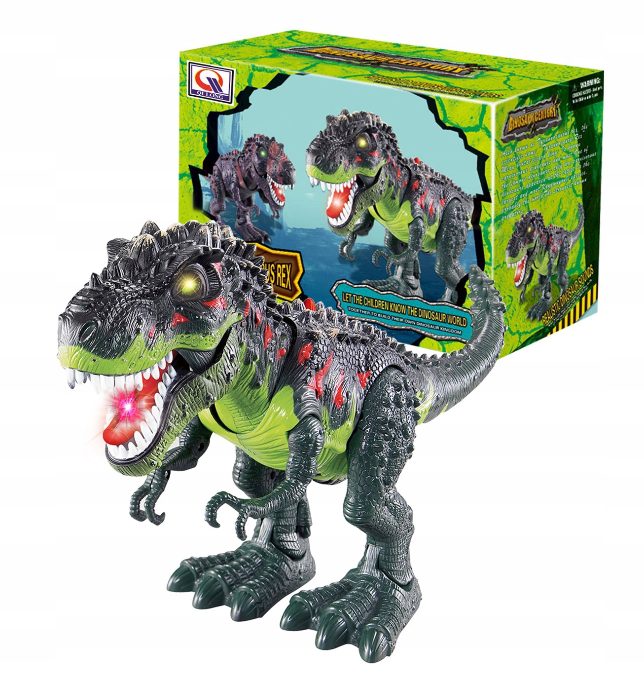 

Wielki Dinozaur T-rex Chodzi Ryczy Świeci