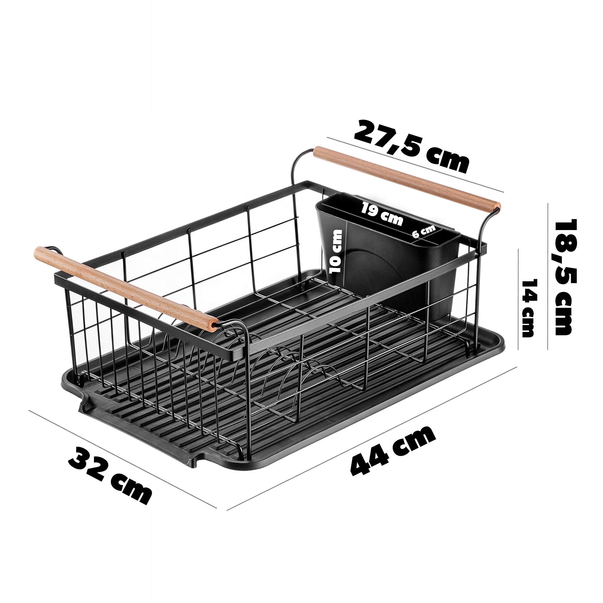 SUSZARKA DO NACZYŃ NA SZTUĆCE Z OCIEKACZEM METALOWA CZARNA 44cm Marka Kadax