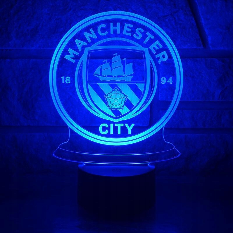 Lampka nocna 3D LED MANCHESTER CITY FC + Pilot Zasilanie sieciowe