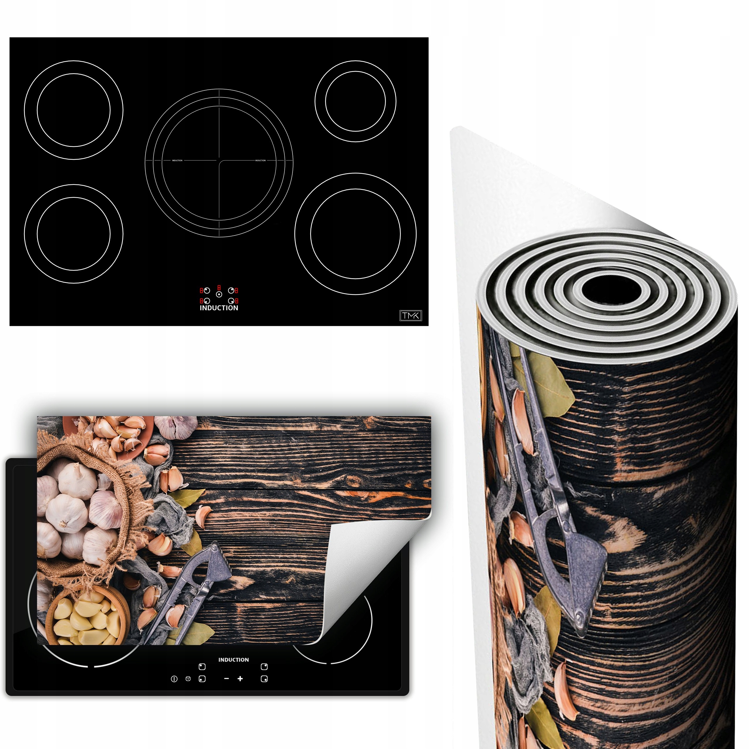 Vinylová Podložka Ochrana Kuchyňské Desky 90x52 česnek dřevo
