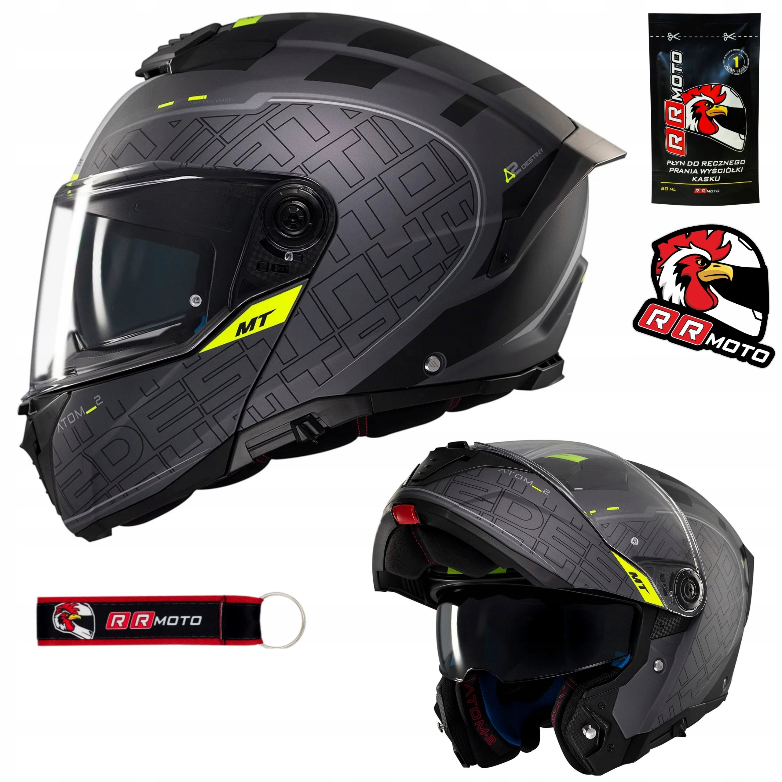 Motocyklová prilba Mt Atom 2 Sv Destiny Matt Black/grey Darčeky