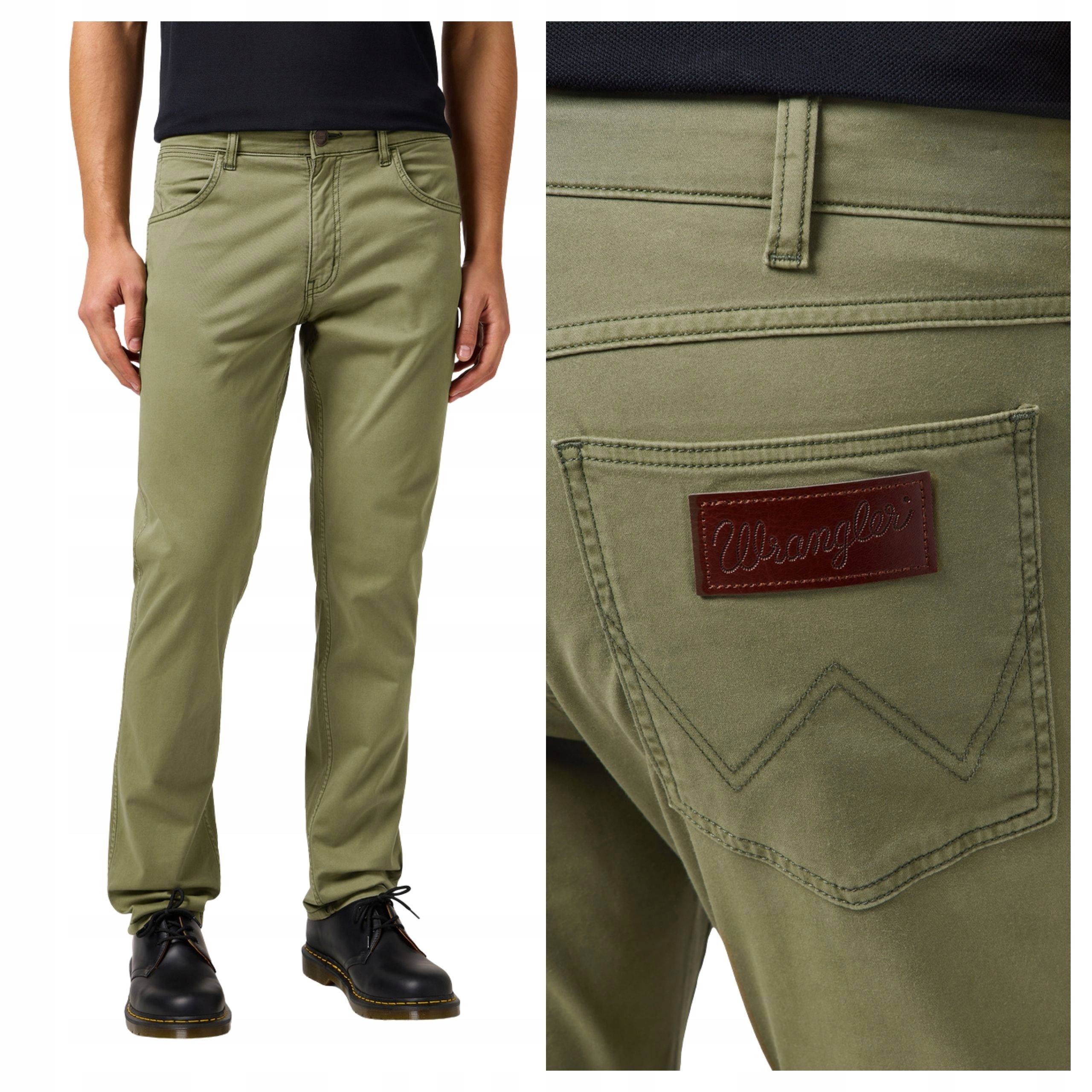 Pánské kalhoty Wrangler Greensboro Regular Straight Jeans Olive W30 L30