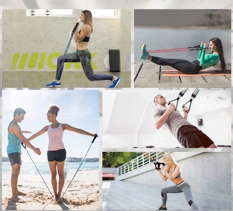 ZESTAW 5 GUM OPOROWYCH FITNESS WORKOUT EKSPANDER Kolor dominujący wielokolorowy