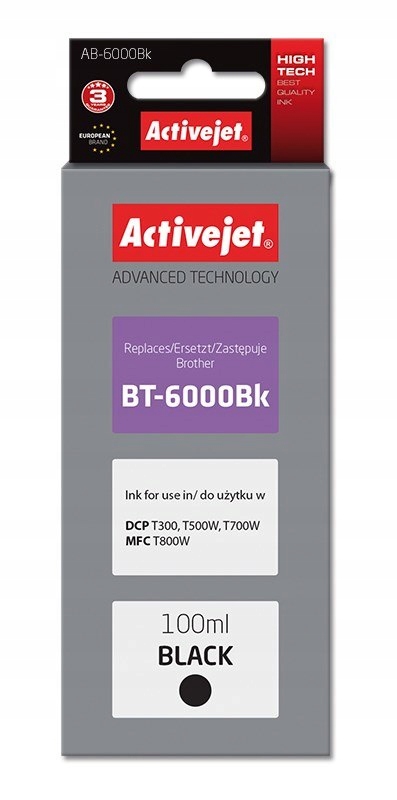 Activejet AB-6000Bk Tusz Buteleczka z atramentem (zamiennik Brother BT-6000