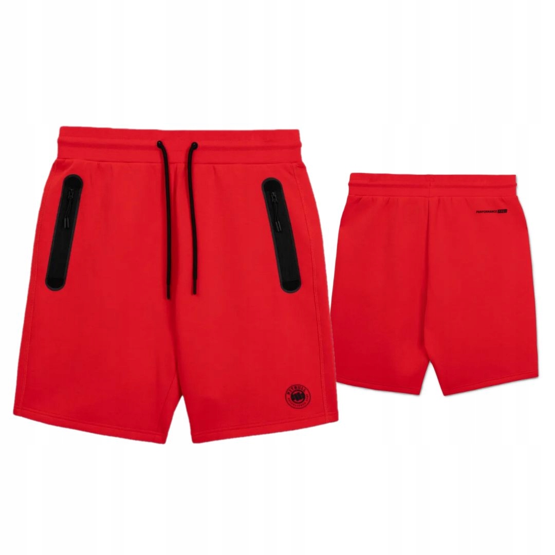 Pitbull West Coast Pánské Teplákové Šortky Dogwood Červené Red XL