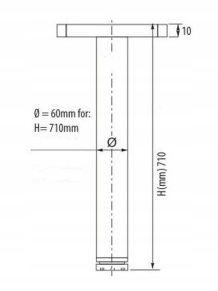 NOGA DO STOŁU REGULOWANA 60X710 mm CHROM +WKRĘTY EAN (GTIN) 5901821972581