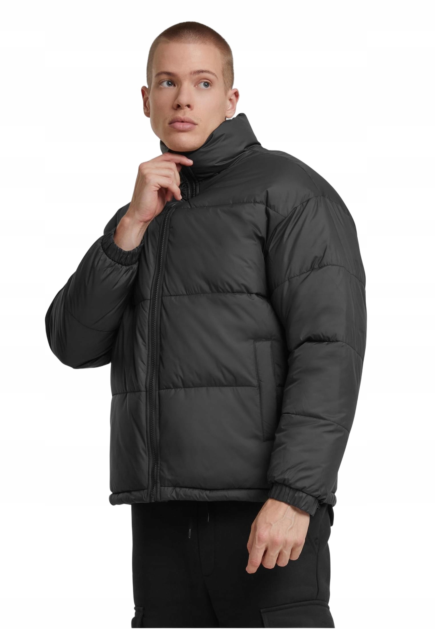 Bunda Urban Classics Basic černá bez kapuce, prošívaná, silná, velikost 4XL
