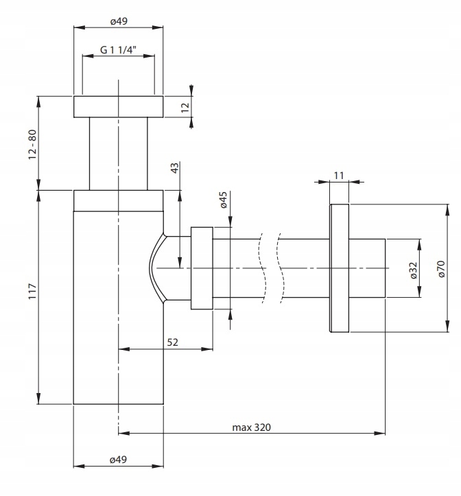 Syfon okrągły umywalkowy chrom + korek klik-klak do umywalki czarny mat Rodzaj umywalkowy