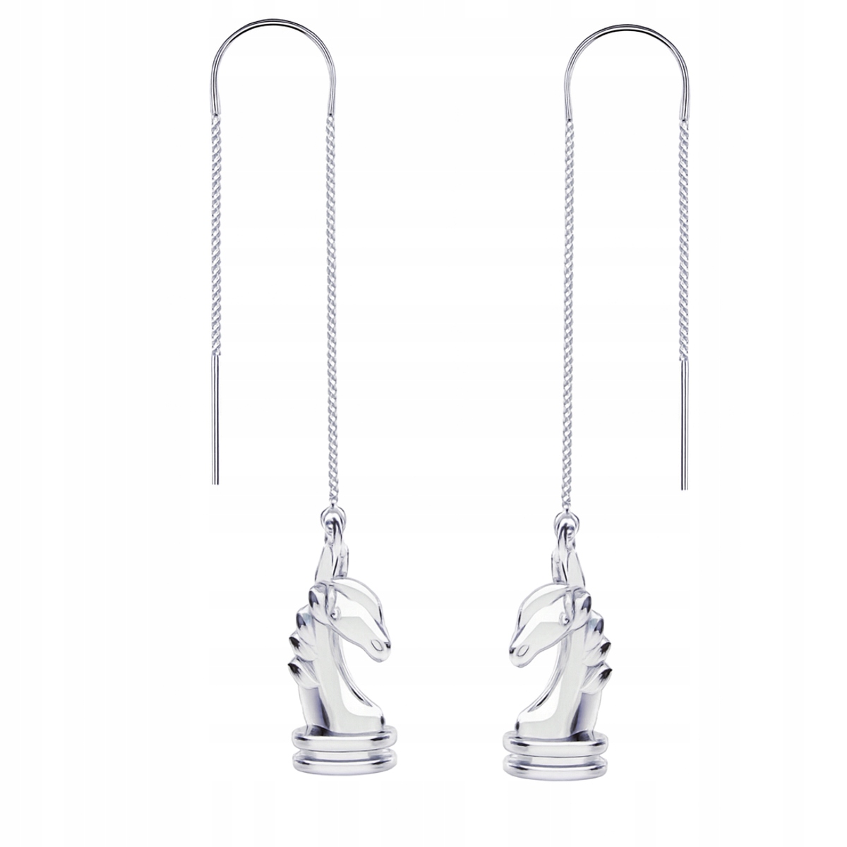 Skoczek Šachový Koník 3D Šachy Náušnice provlékací stříbro 925