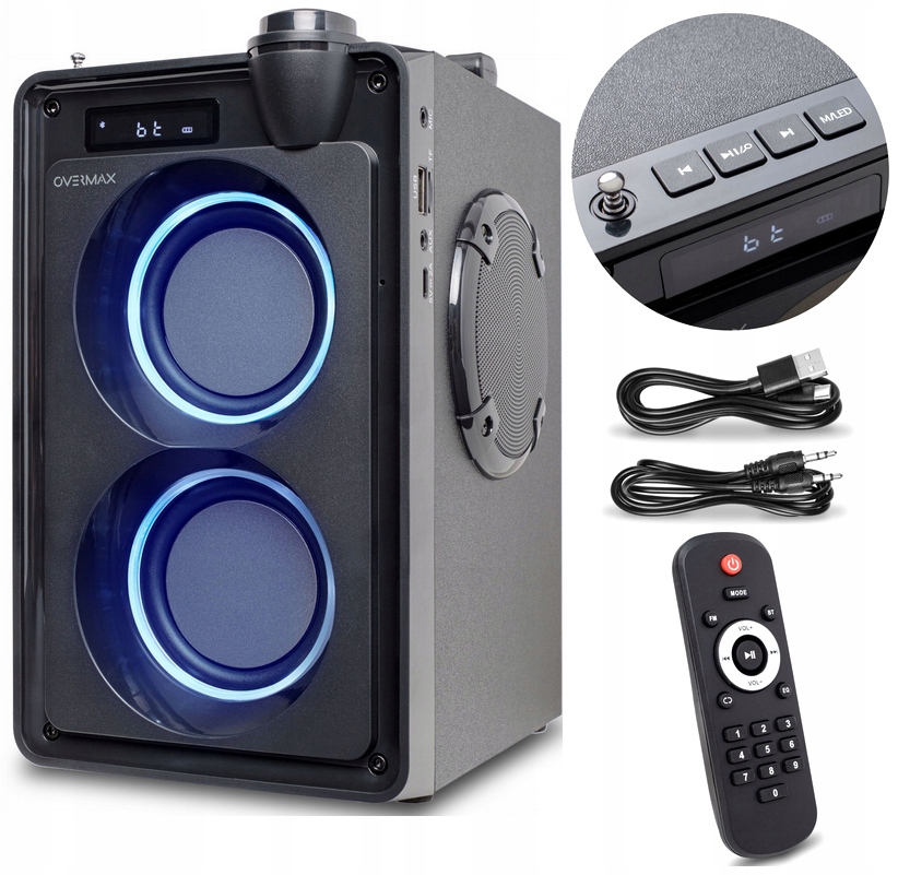 BEZPRZEWODOWY GŁOŚNIK BLUETOOTH PILOT USB SD RADIO