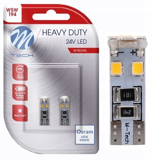

Żarówki W5W T10 Led Osram M-tech Canbus 24V Biała