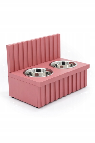 Levně Bufet pro psa nebo kočku – Růžový stojan na misky, Misky pro psa kočku