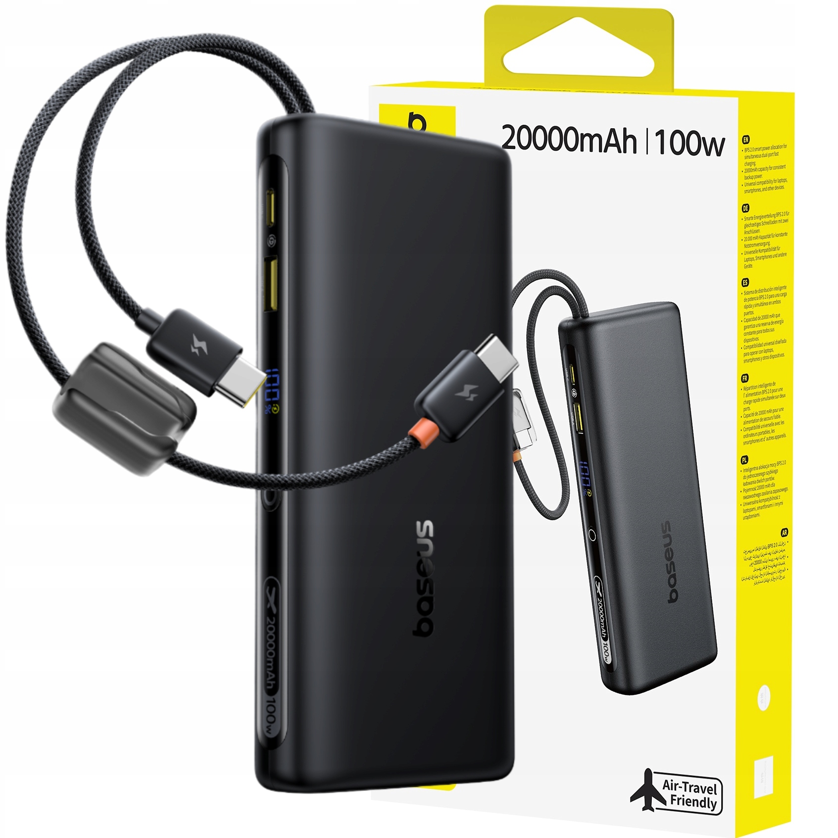 Baseus Powerbanka 20000MAH 100W Rychlé Nabíjení 2xUSB-C Led Displej