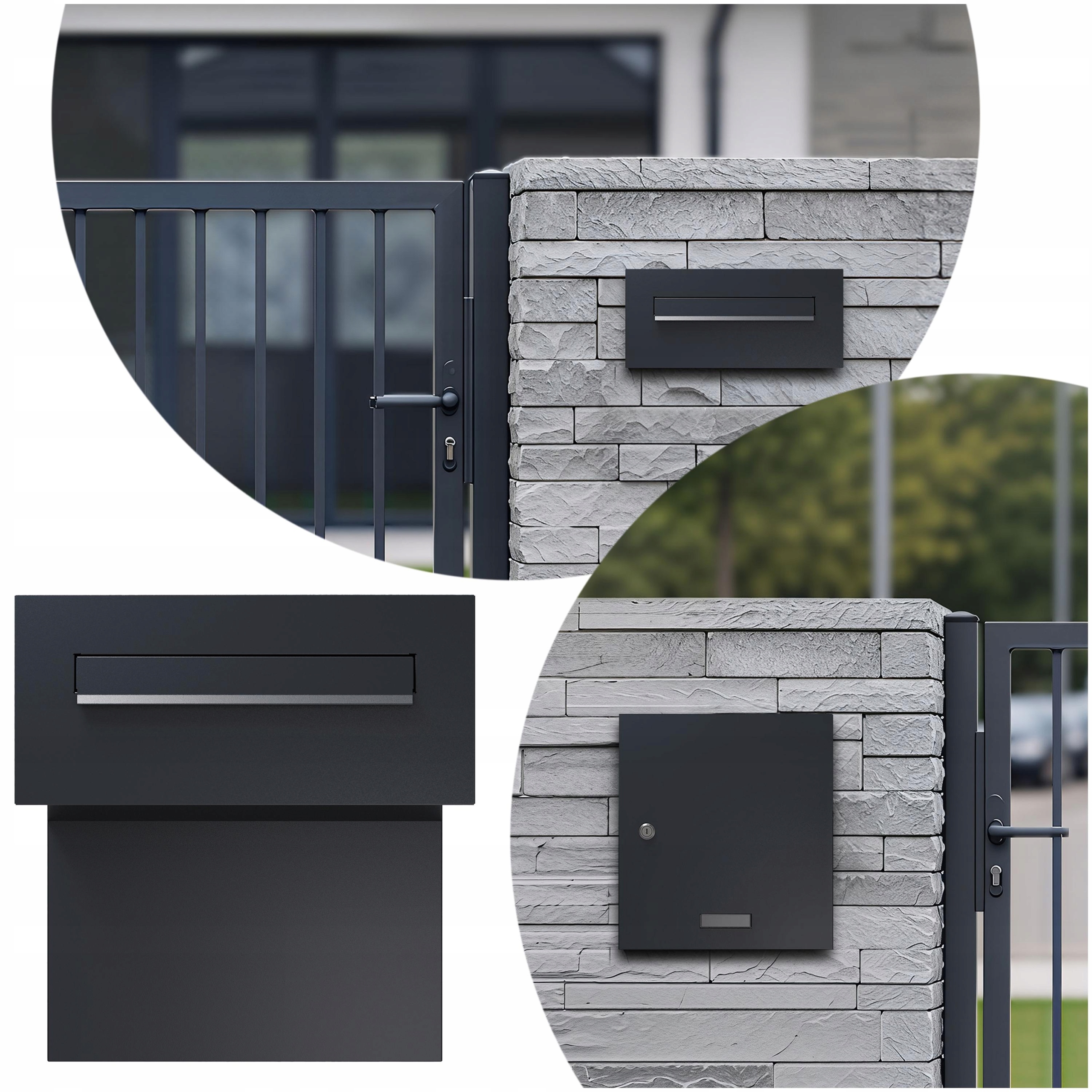 Antracitová průchozí poštovní schránka Sillar pro zazdění vhazovače