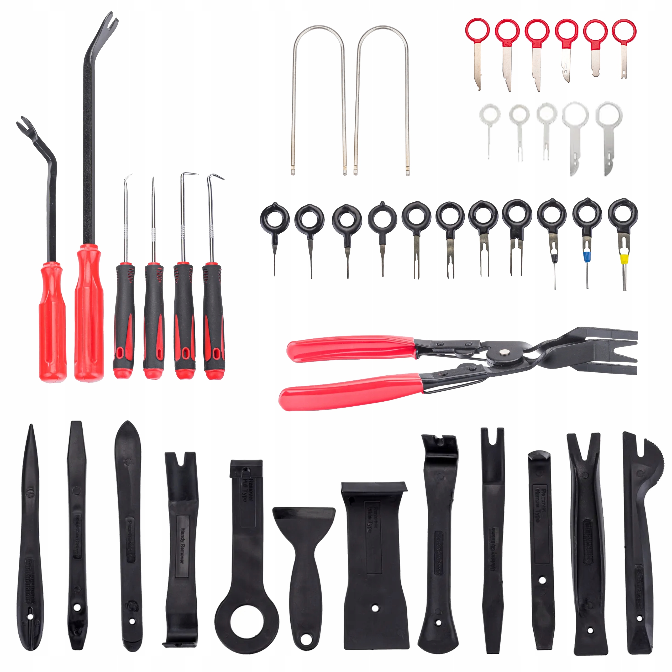 ŚCIĄGACZE DO TAPICERKI SZCZYPCE WYJMAKI SPINKI DO RADIA ZESTAW 43 ELEMENTY EAN (GTIN) 5904067441903