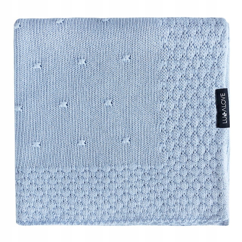 LULLALOVE Kocyk bambusowy Popcorn Błękitny