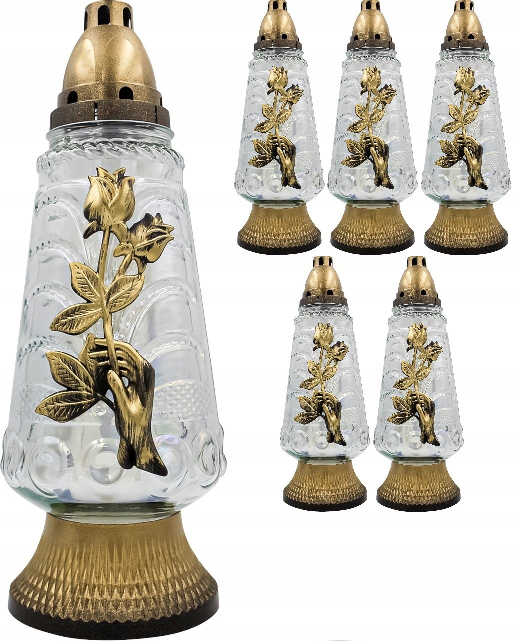 

Znicz Szklany Z Wkładem 37cm 52H Złoty 6szt Znicze