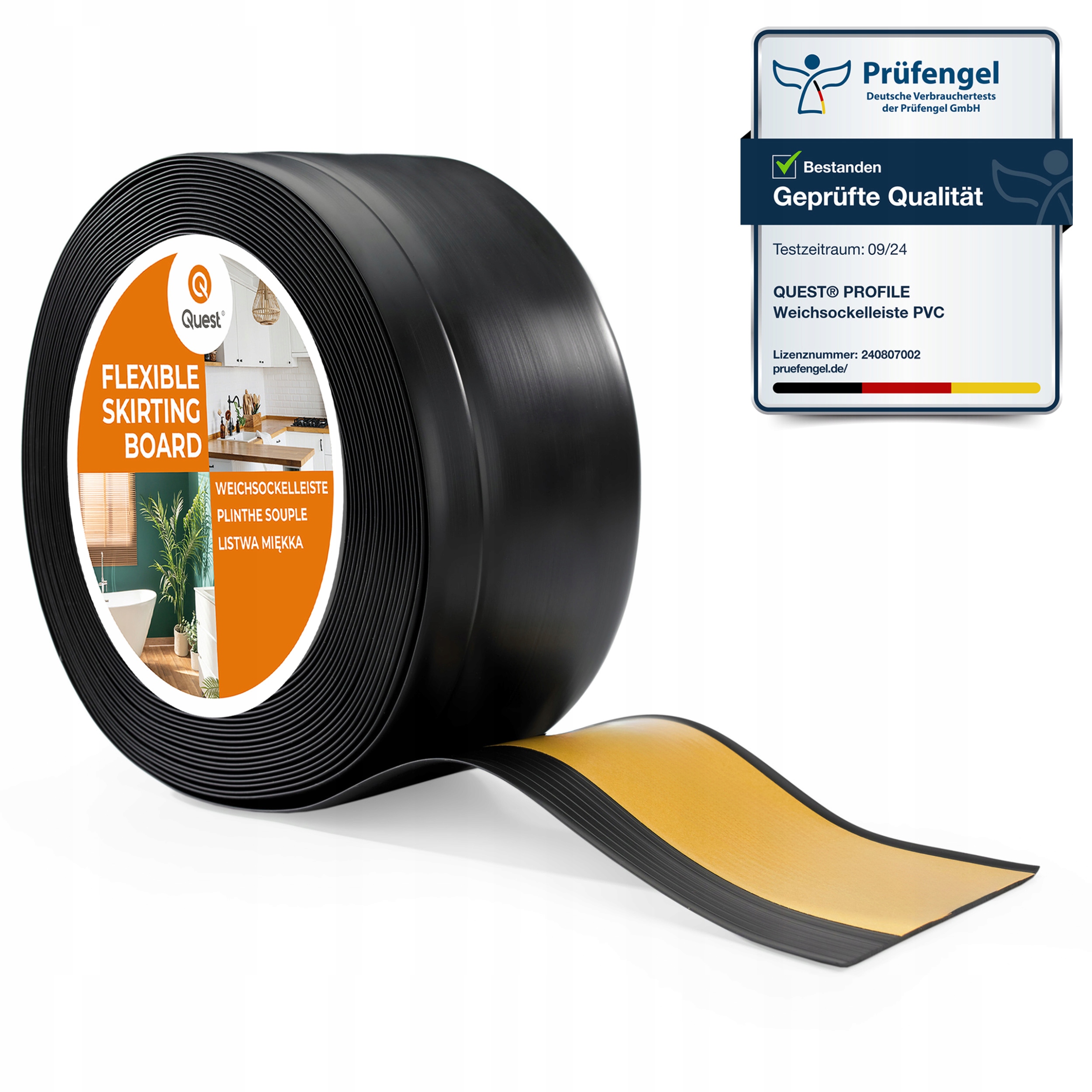 Podlahová lišta soklová, samolepiaca Pvc 100/25 čierna, 5 m