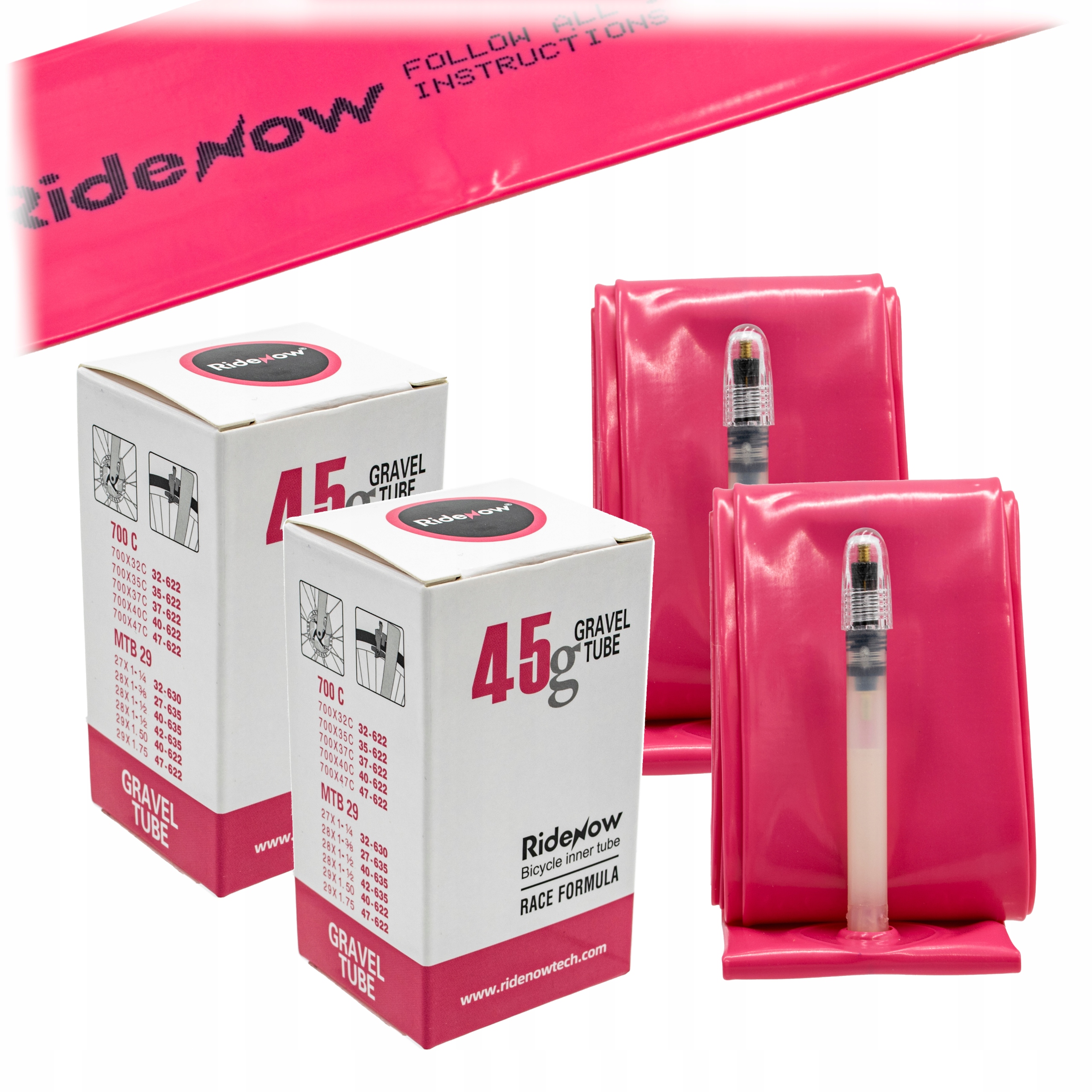 Dętka rowerowa RideNow 28'' presta 45 mm 28'' x 1,25'' 1,7" 2 Koła Zestaw