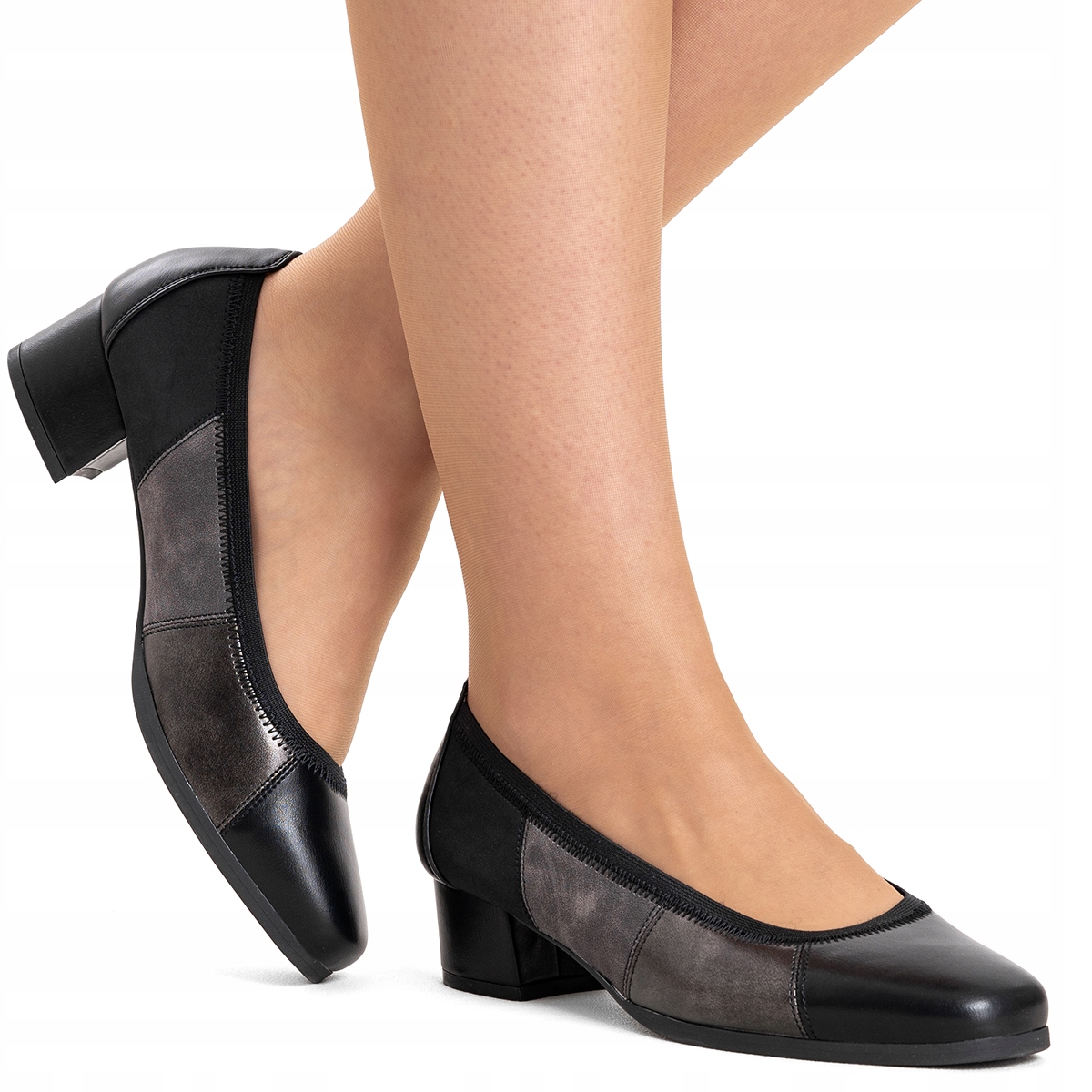 Boty širší v.KŮŽE černé s grafitem lehké Tuhost H Wojtyłko 38