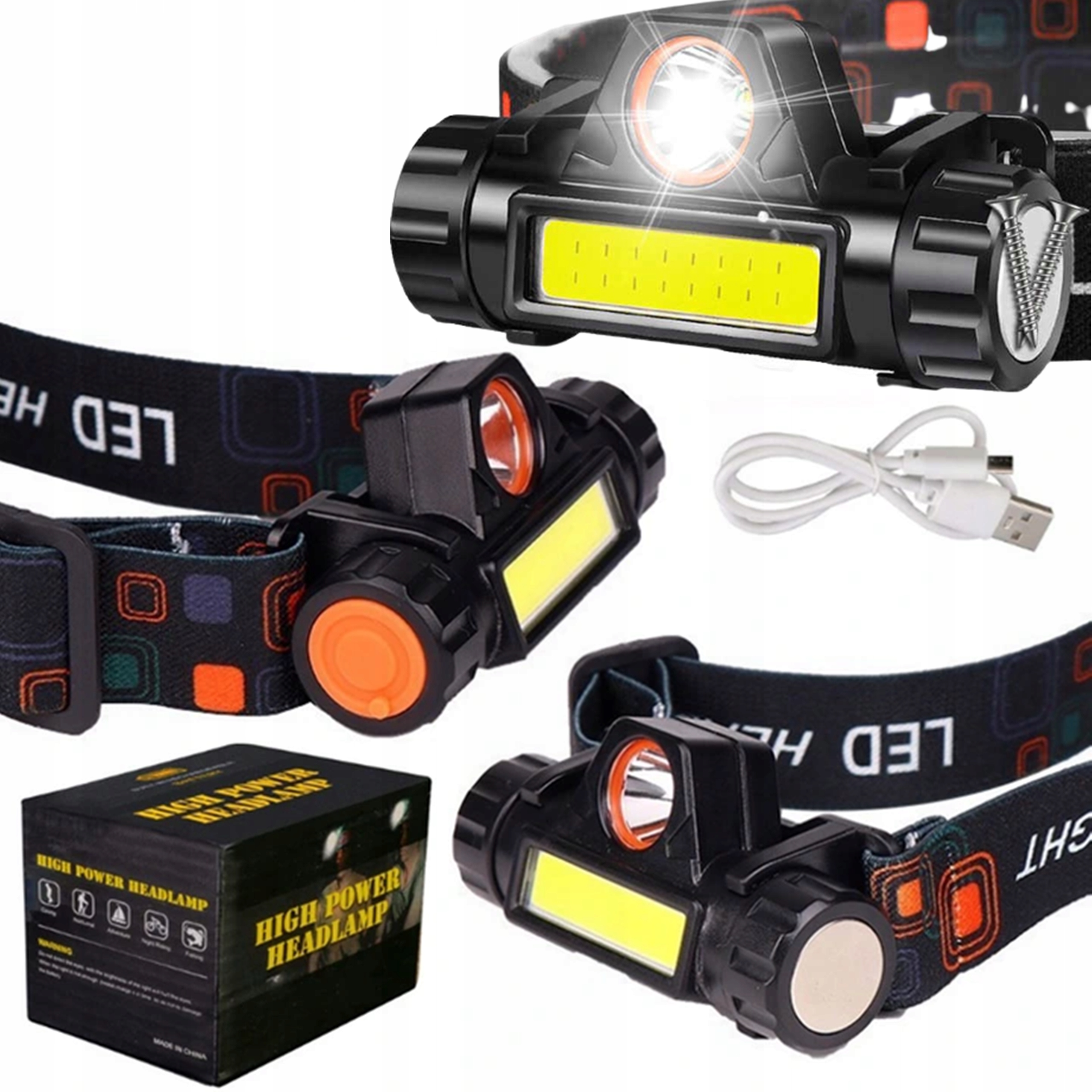 LATARKA CZOŁOWA COB LAMPKA CZOŁÓWKA Z MAGNESEM LED REGULOWANA WODOODPORNA Stan opakowania oryginalne