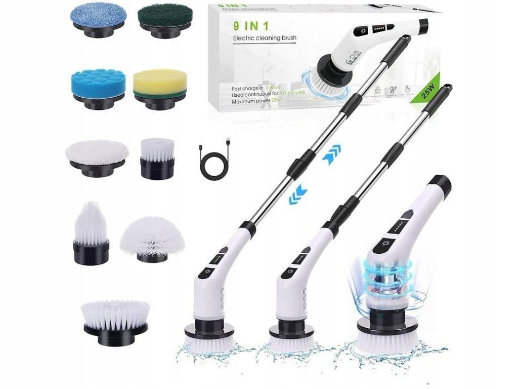 Levně Elektrický čistící kartáč, sada 9 ks hlavic ELE001