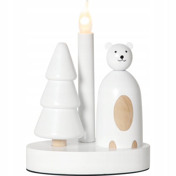 Biely drevený svietnik Christmas Joy