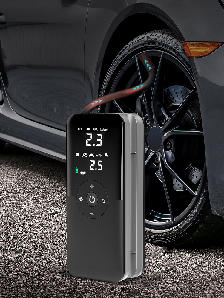 KOMPRESOR SAMOCHODOWY MOTOCYKLOWY POMPKA BEZPRZEWODOWA ROWER POWERBANK USB Waga produktu z opakowaniem jednostkowym 0.38 kg