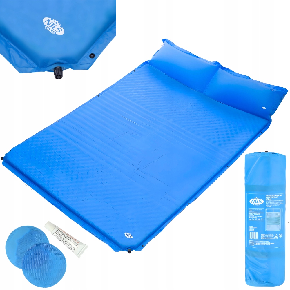 Mata Samopompująca Karimata Dwuosobowa Turystyczna Gruba 186x130x3 cm Nils