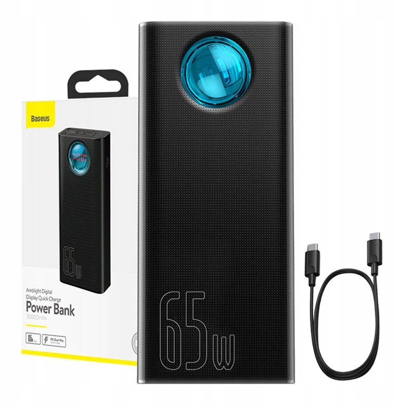 Powerbank Baseus Amblight 30000mAh 65W 4xUSB Usb-c (czarny)