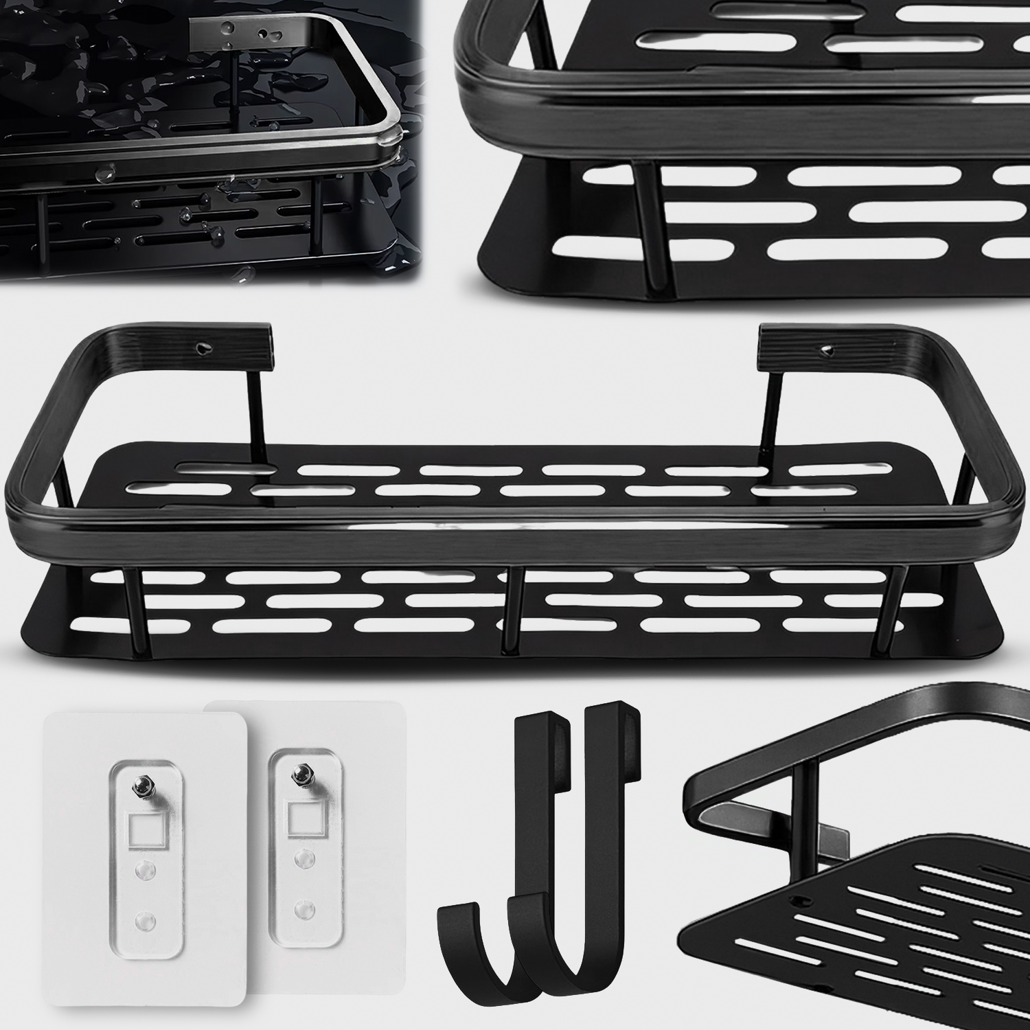 Полка для ванной комнаты самоклеящаяся подвесная лофт настенная душевая металлическая 30 см