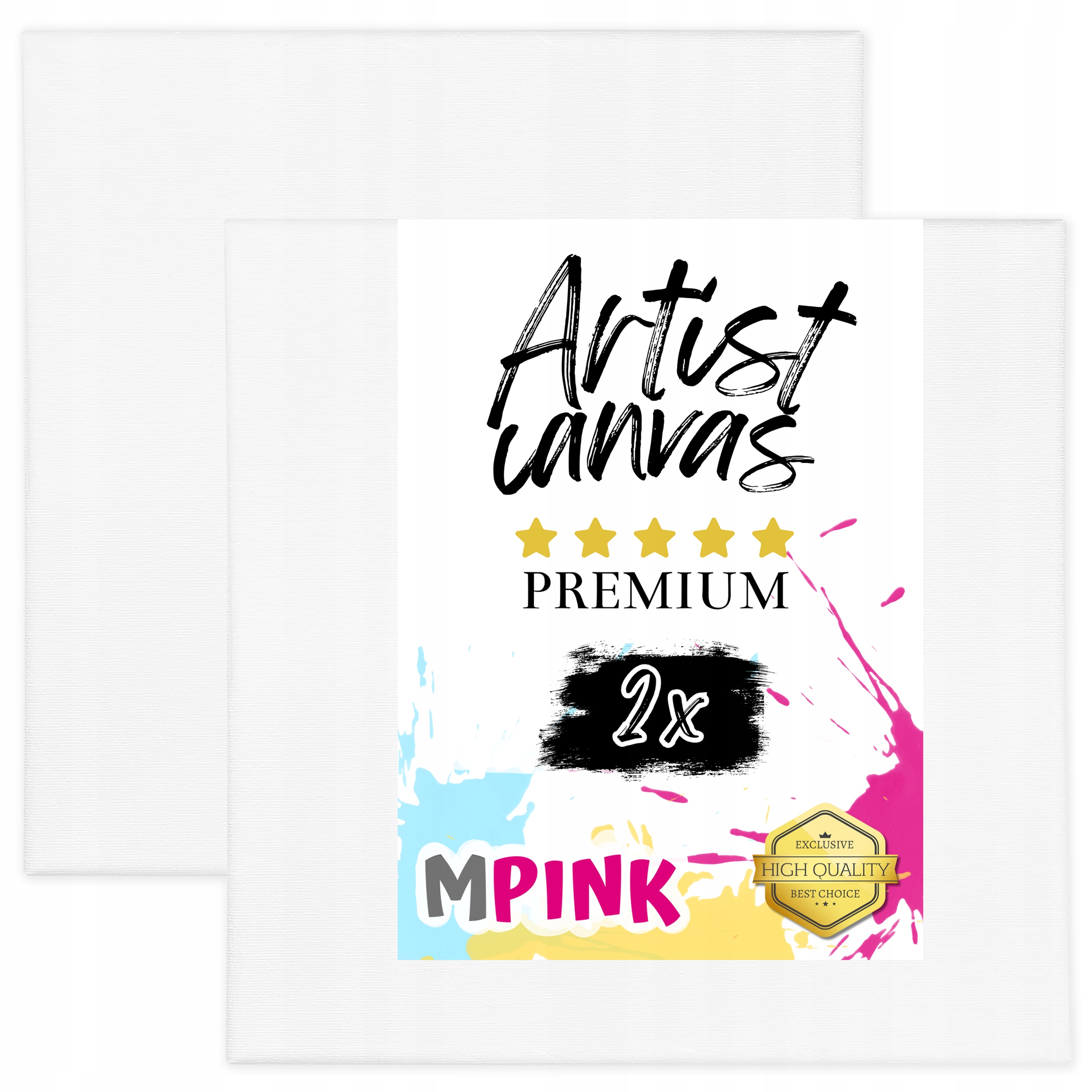 Sada 2x Malířské Plátno 90x90 cm Bílé plátno Ideální pro malování