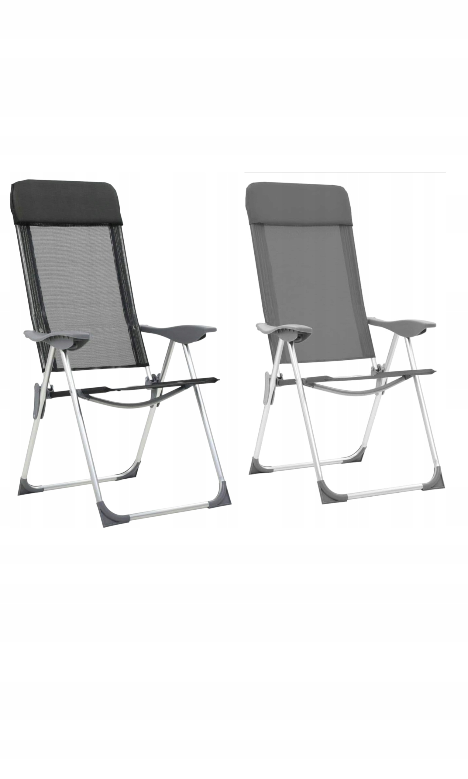 Skladacie Turistické Stoličky 2 ks MIX čierne a šedé, hliníkové