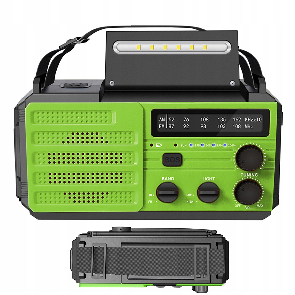 Fm Am rádio Stavební přenosné solární světlo 8000 mAh Led svítilna 4 režimy provozu