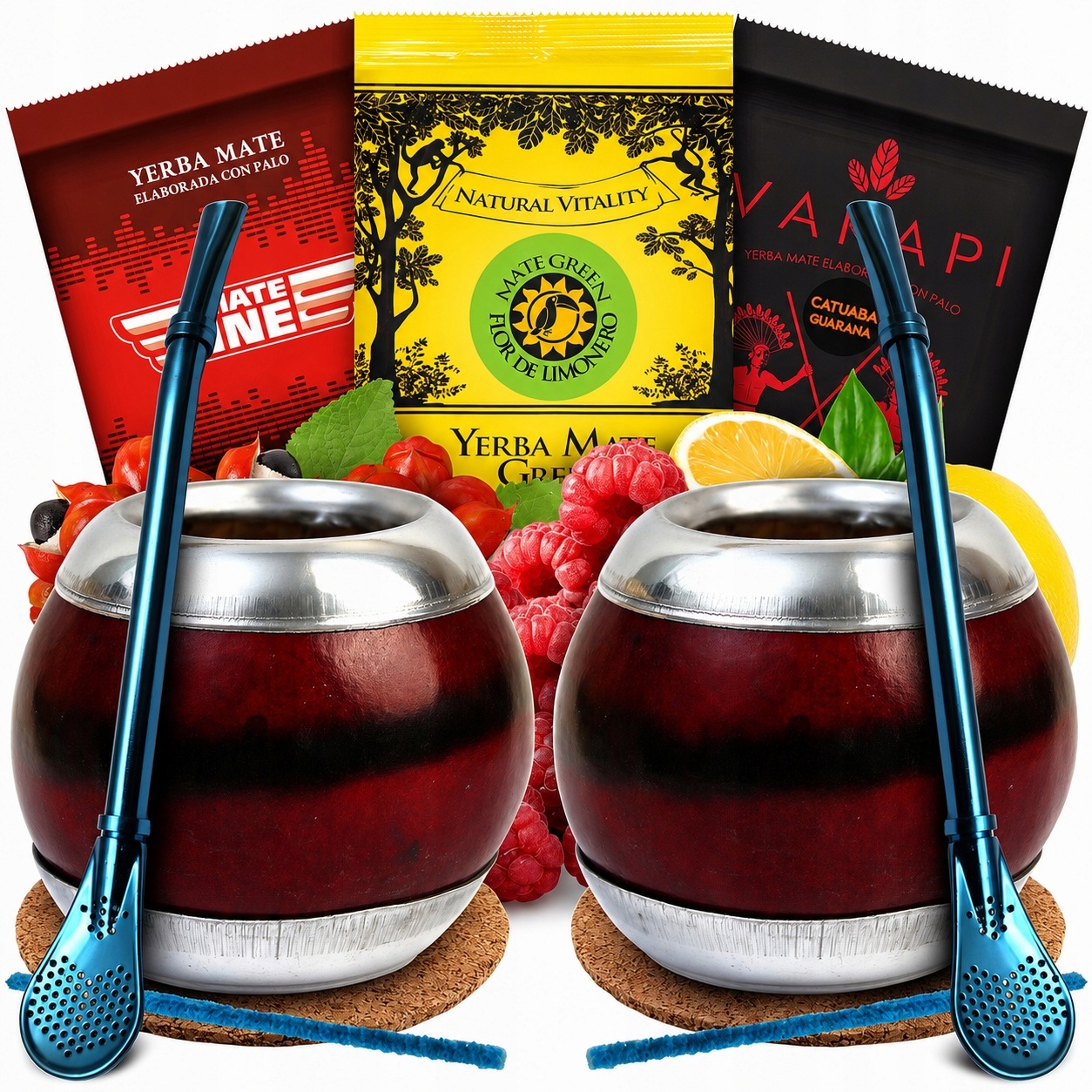 Argentyński Zestaw dla Dwojga Yerba Mate Naturalne Tykwy Akcesoria