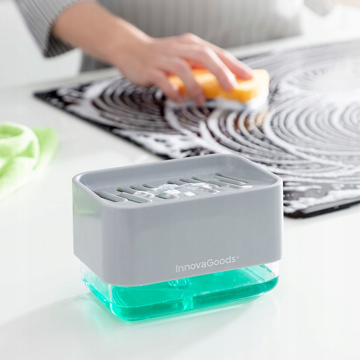 Dozownik do Płynu do naczyń do Zlewozmywaka 2 w 1 Pushoap InnovaGoods Długość 7.5 cm