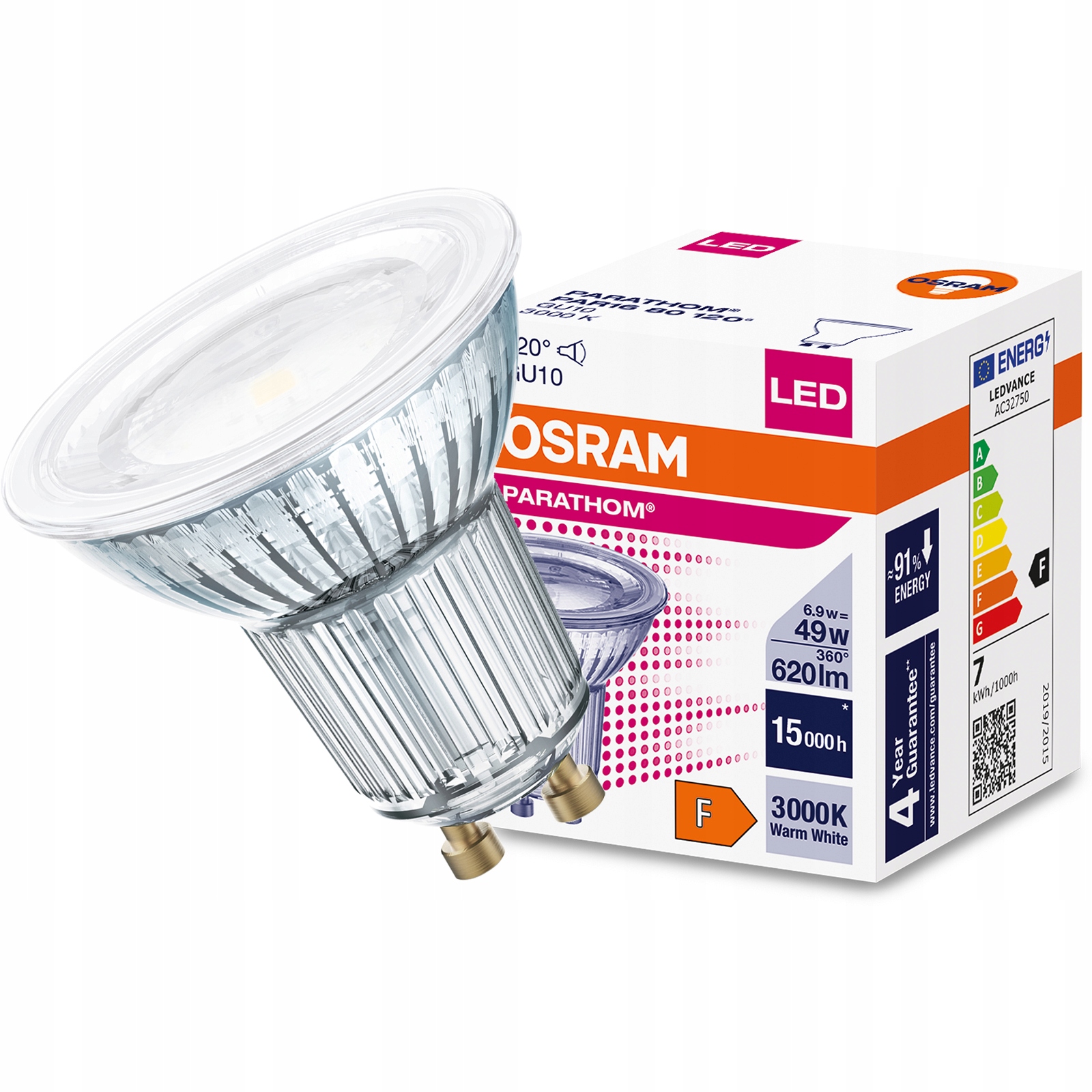 

Żarówka Led Halogen GU10 6,9W 3000K 120° Osram