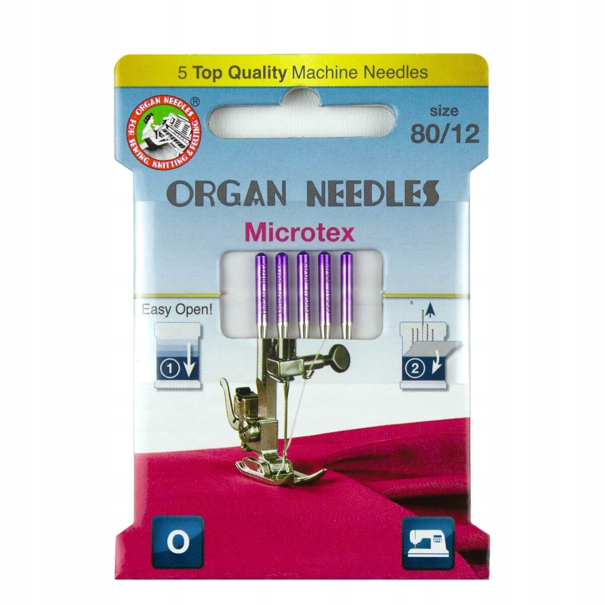 Igły Organ półpłaskie do szycia microtex 80 Ecobox