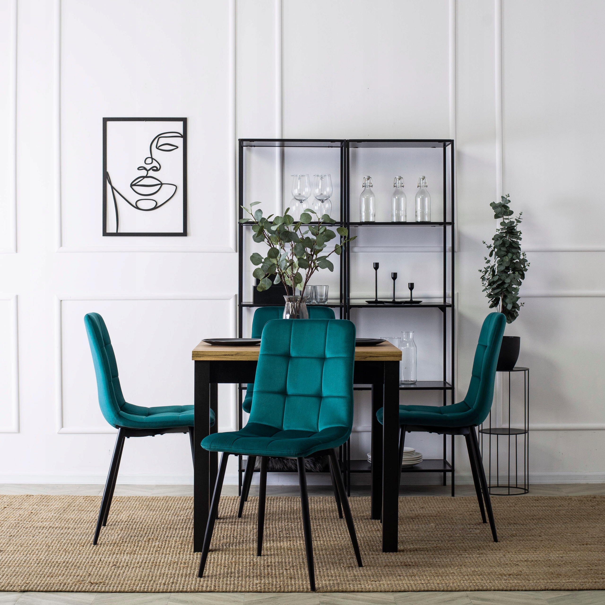 Zestaw Stół 80x160 Rozkładany i 4 Krzesła Welurowe Do Salonu Jadalni Loft EAN (GTIN) 5906284107112