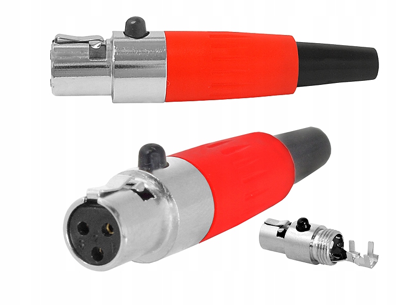 10 szt. Gniazdo Mikrofonowe Mini Canon czerwone Złącza wtyk mini XLR 3pin