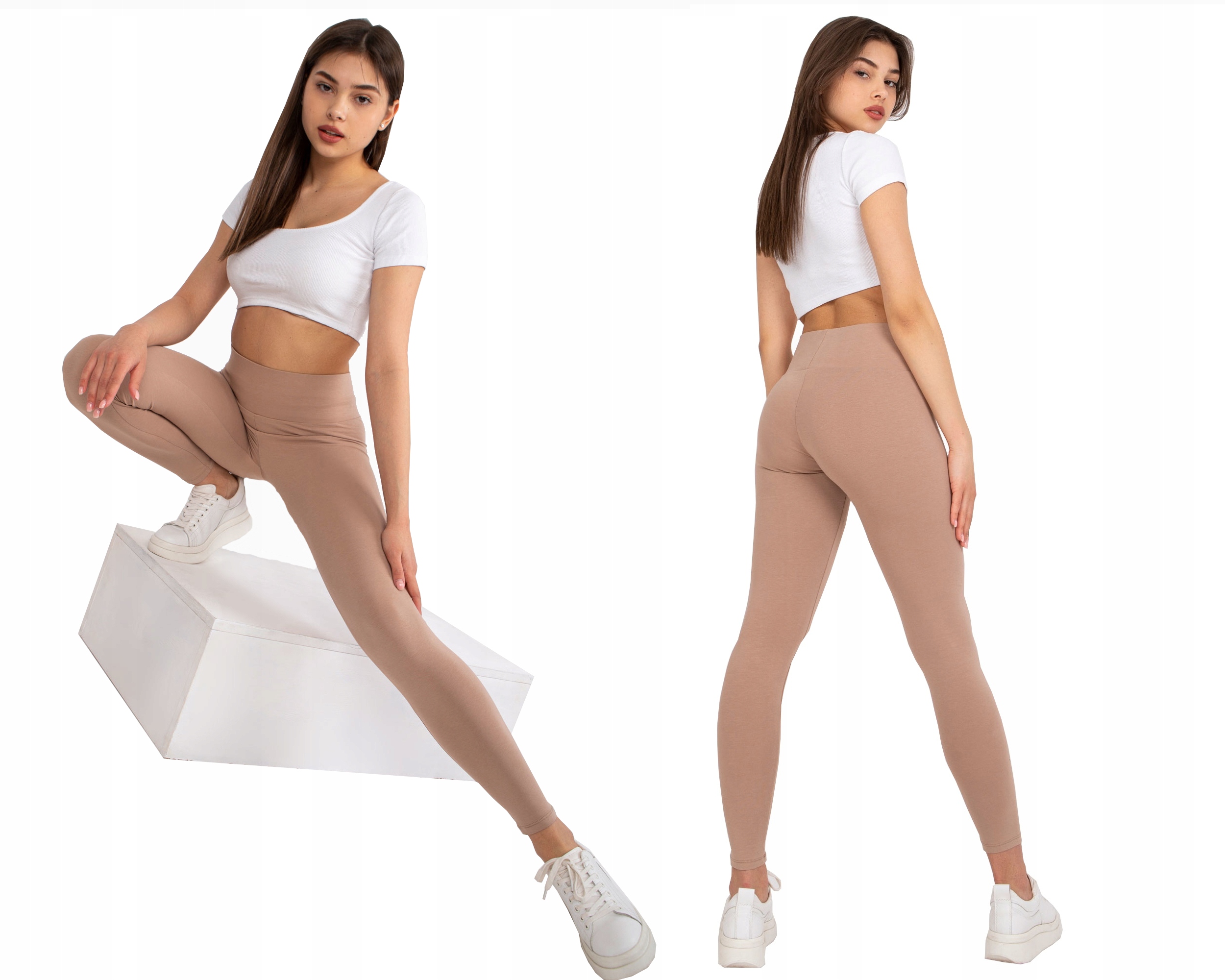 

Legginsy Fit getry wysoki pas Bawełna c.beż F66 M