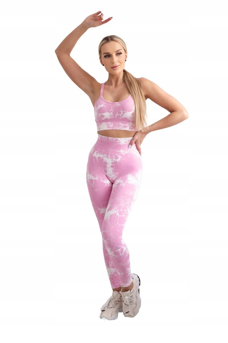 Fitness komplet top push up legíny světle růžová ecru Fitness komplet